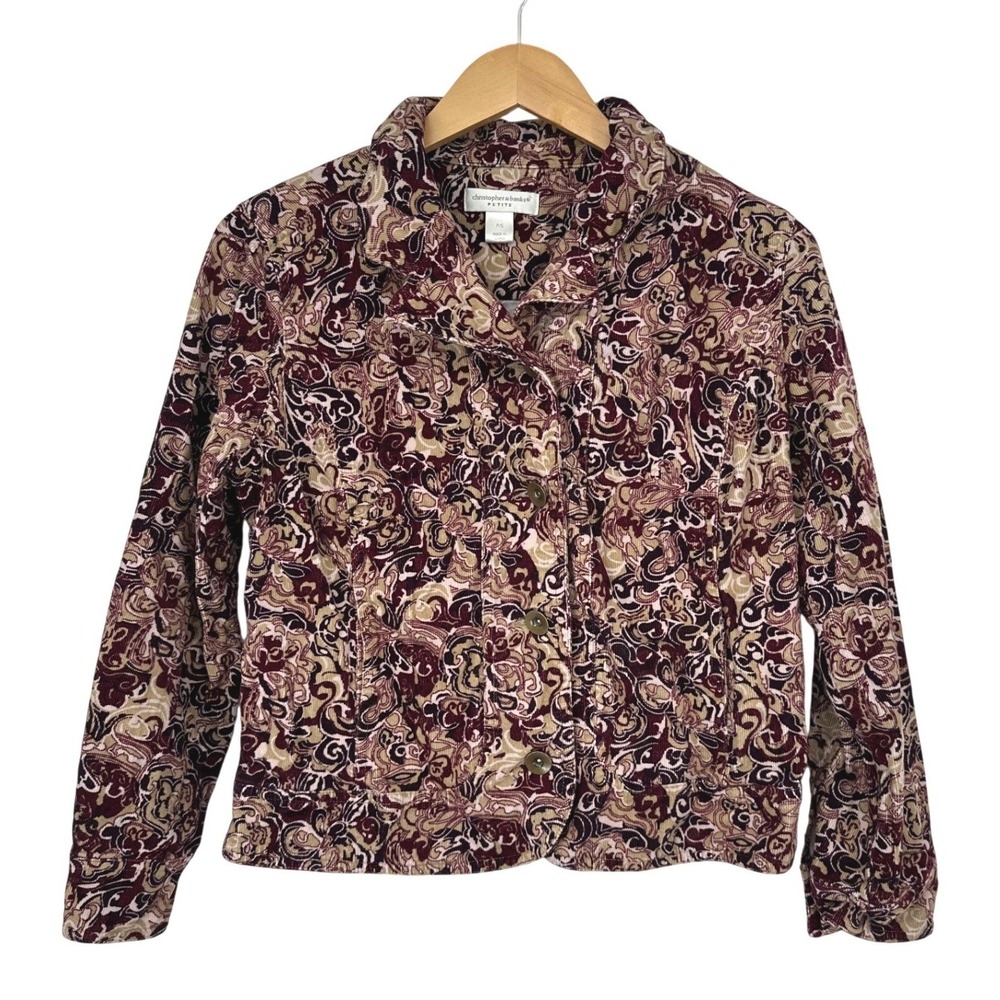 Christopher & Banks Jacket Women Small Petite Paisley Corduroy Button Up Boho